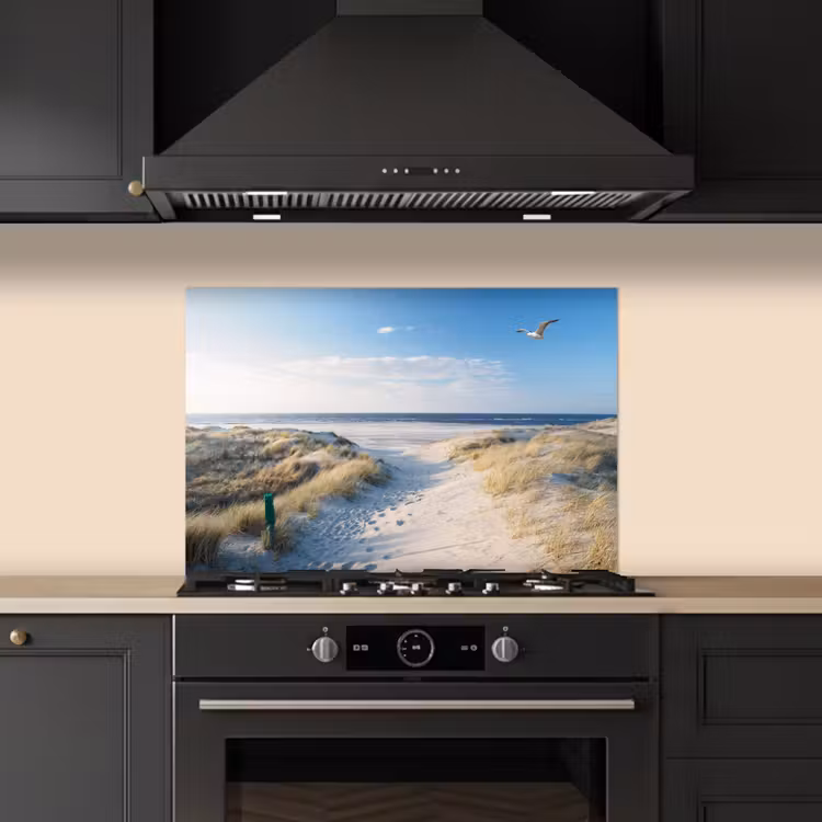 Spatscherm keuken - Duin - Meeuw - Strand - Zee - Zon — 2