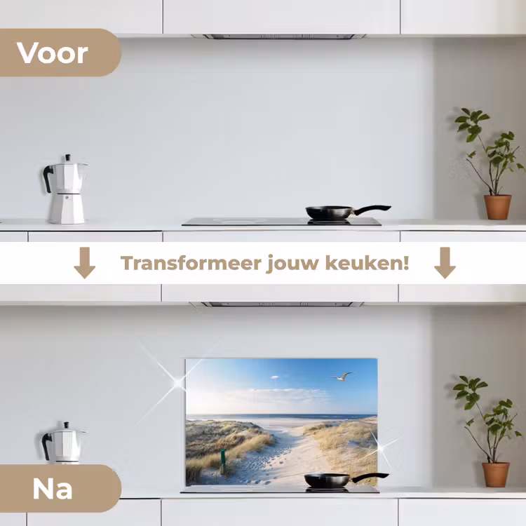 Spatscherm keuken - Duin - Meeuw - Strand - Zee - Zon — 3