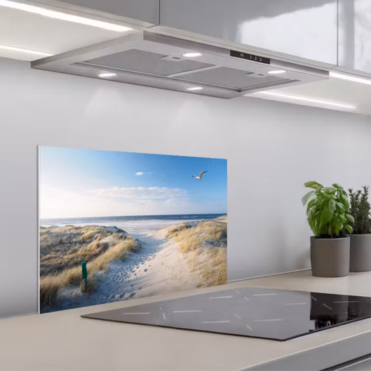 Spatscherm keuken - Duin - Meeuw - Strand - Zee - Zon — 5