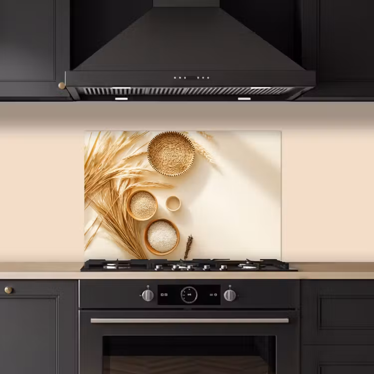 Spatscherm keuken - Granen - Hout - Kom - Beige — 2