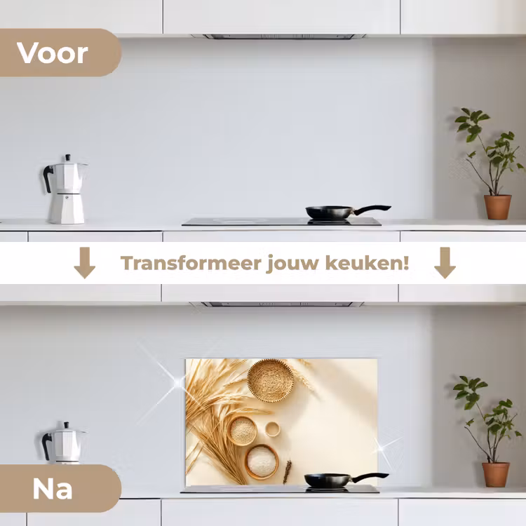 Spatscherm keuken - Granen - Hout - Kom - Beige — 3