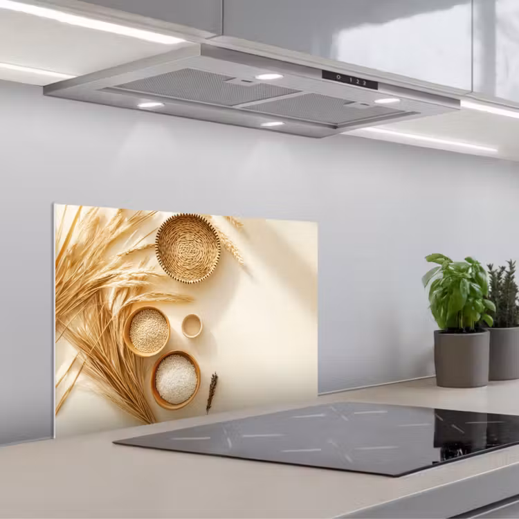 Spatscherm keuken - Granen - Hout - Kom - Beige — 5