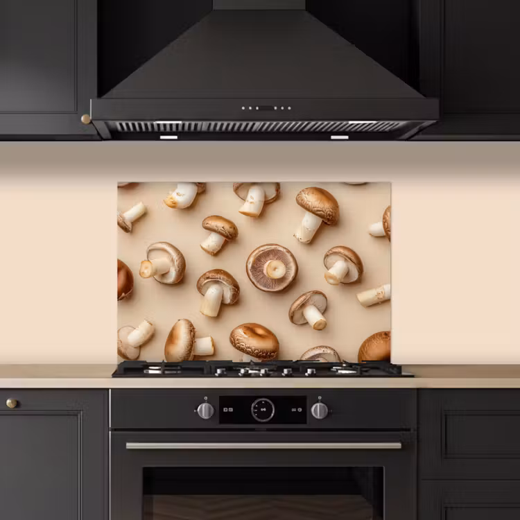 Spatscherm keuken - Kastanje Champignons - Beige — 2