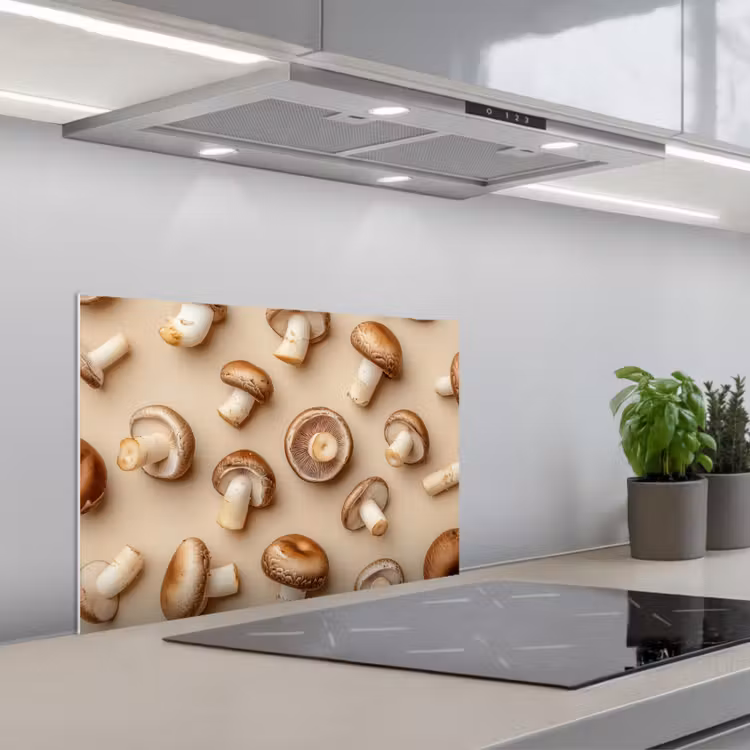 Spatscherm keuken - Kastanje Champignons - Beige — 5