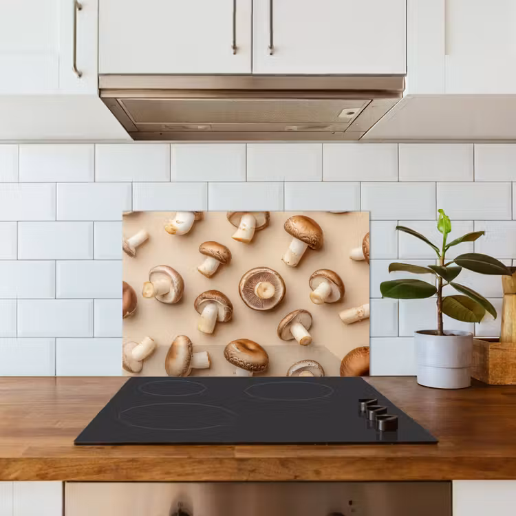 Spatscherm keuken - Kastanje Champignons - Beige — 6