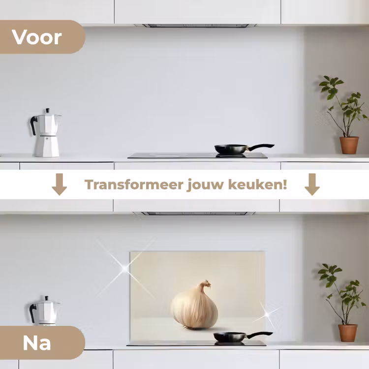 Spatscherm keuken - Knoflook - Natuurlijk - Beige — 3
