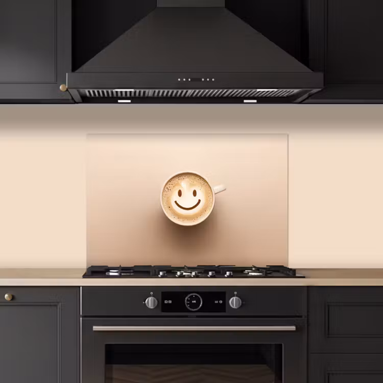 Spatscherm keuken - Koffie - Melkschuim - Lach - Beige — 2