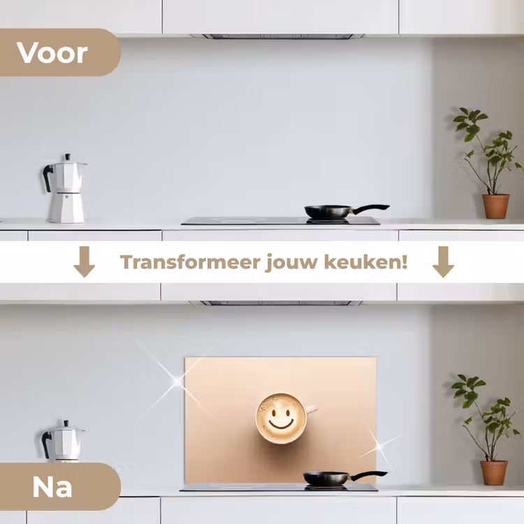 Spatscherm keuken - Koffie - Melkschuim - Lach - Beige — 3