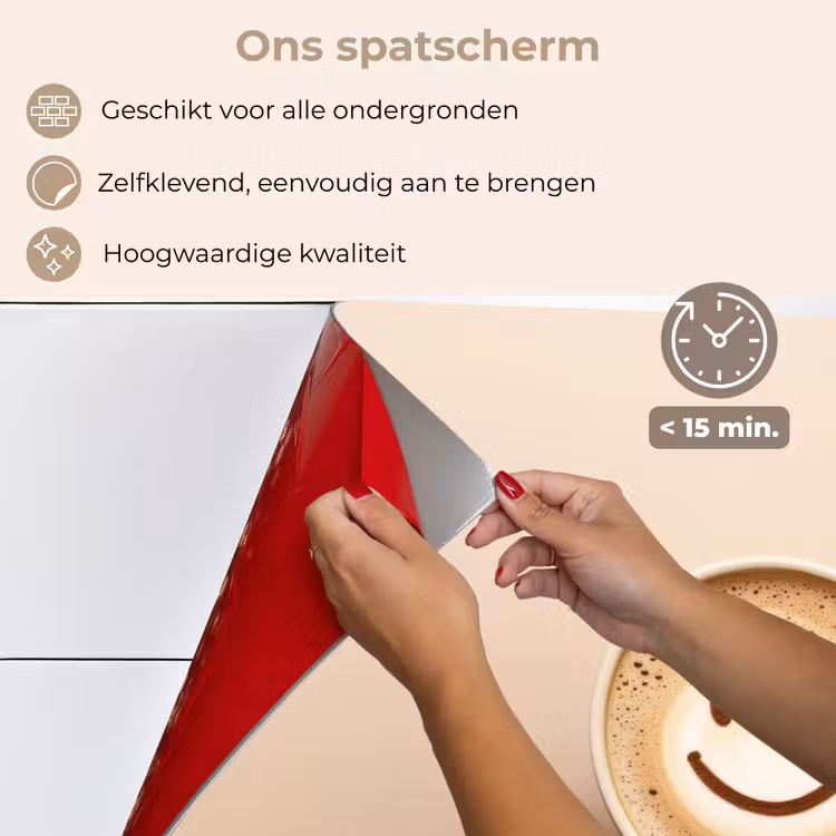 Spatscherm keuken - Koffie - Melkschuim - Lach - Beige — 4