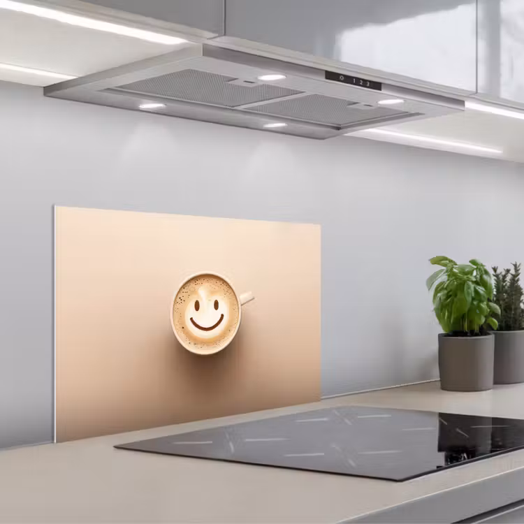 Spatscherm keuken - Koffie - Melkschuim - Lach - Beige — 5
