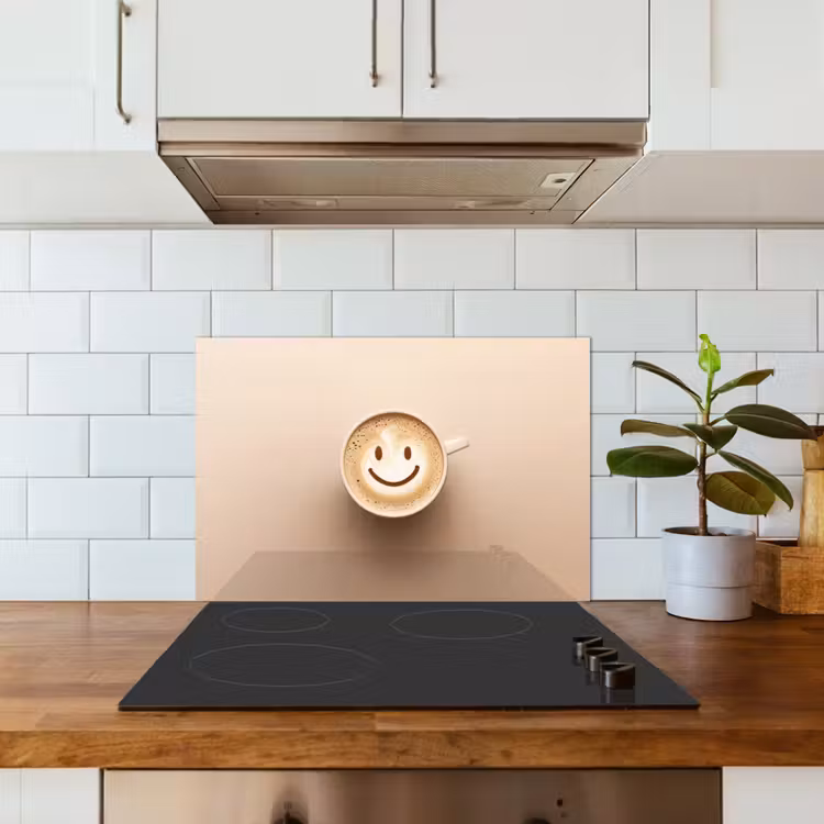 Spatscherm keuken - Koffie - Melkschuim - Lach - Beige — 6