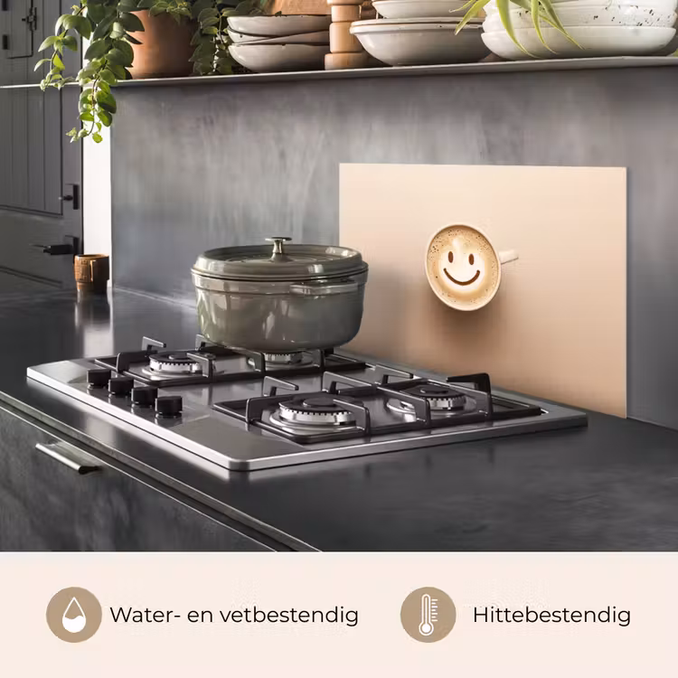 Spatscherm keuken - Koffie - Melkschuim - Lach - Beige — 7