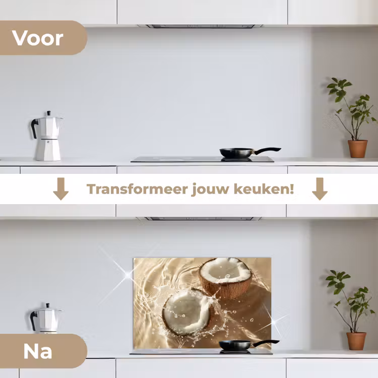 Spatscherm keuken - Kokosnoot - Water - Beige - Spetters — 3