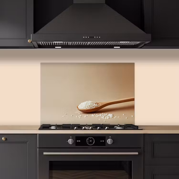 Spatscherm keuken - Lepel - Rijst - Hout - Beige — 2