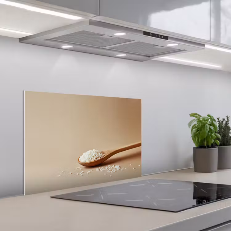 Spatscherm keuken - Lepel - Rijst - Hout - Beige — 5