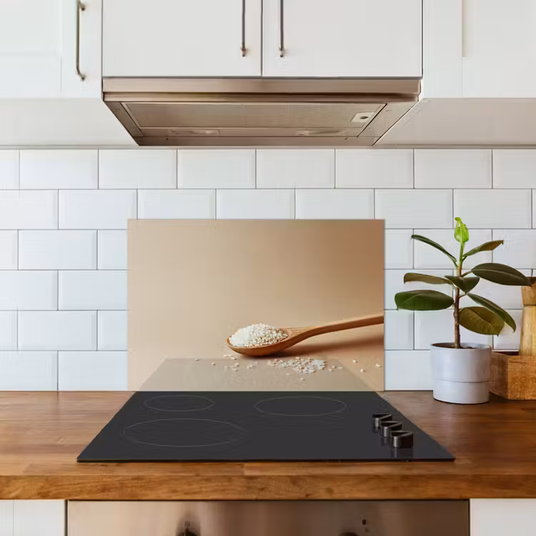 Spatscherm keuken - Lepel - Rijst - Hout - Beige — 6