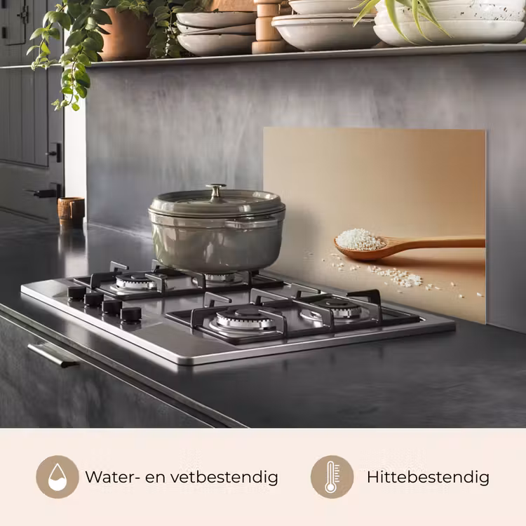 Spatscherm keuken - Lepel - Rijst - Hout - Beige — 7