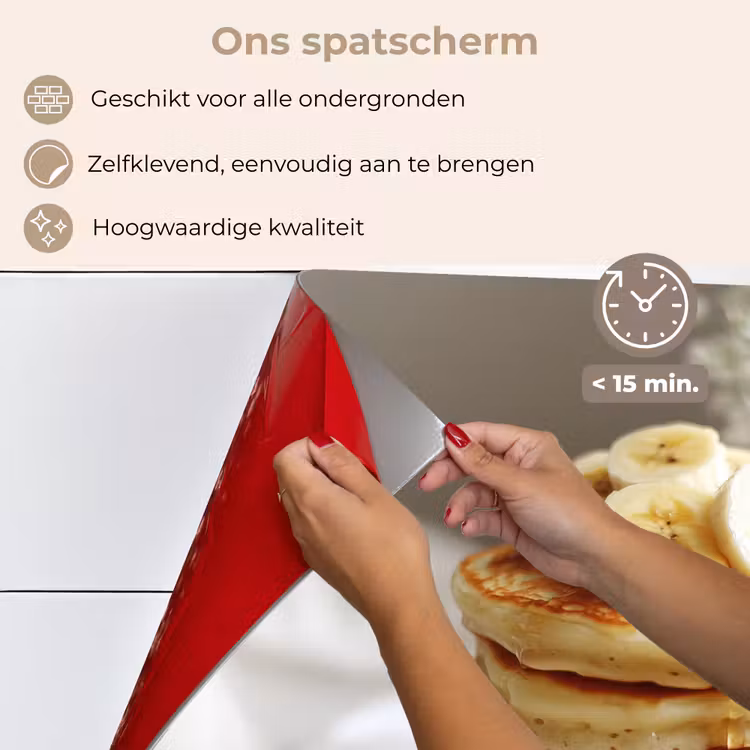 Spatscherm keuken - Pannenkoeken - Banaan - Siroop - Wit - Beige — 4