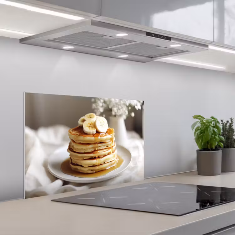 Spatscherm keuken - Pannenkoeken - Banaan - Siroop - Wit - Beige — 5