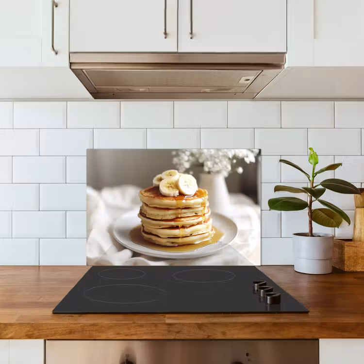 Spatscherm keuken - Pannenkoeken - Banaan - Siroop - Wit - Beige — 6