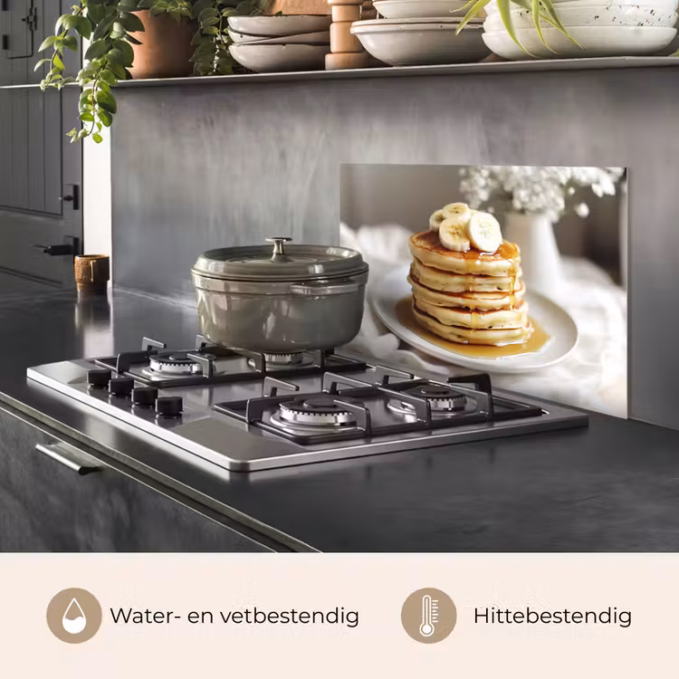 Spatscherm keuken - Pannenkoeken - Banaan - Siroop - Wit - Beige — 7