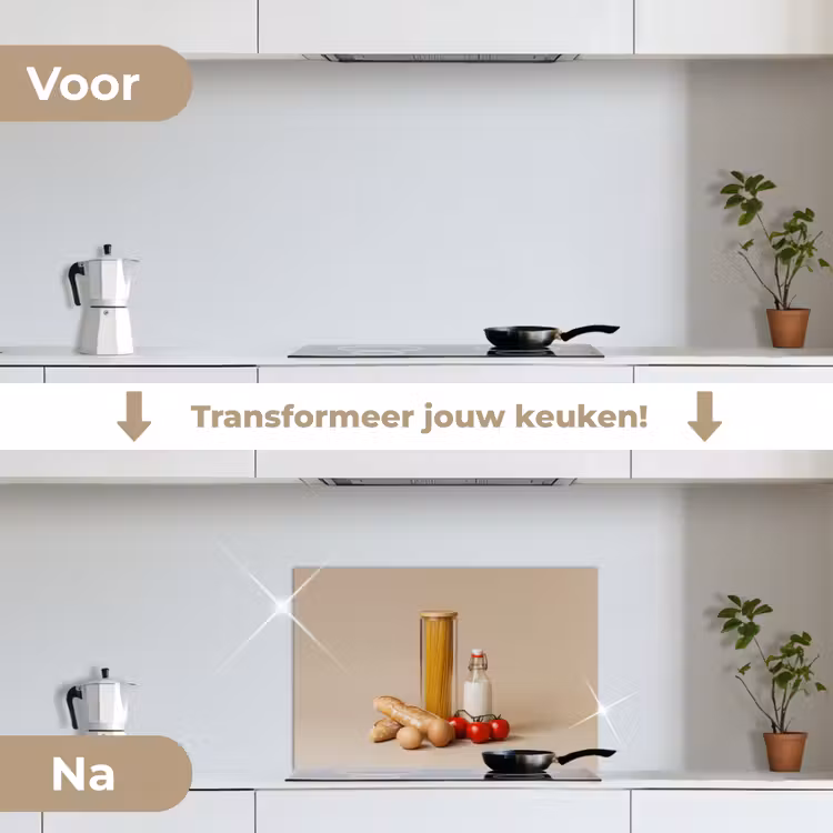 Spatscherm keuken - Spaghetti - Melk - Tomaten - Eieren - Brood — 3