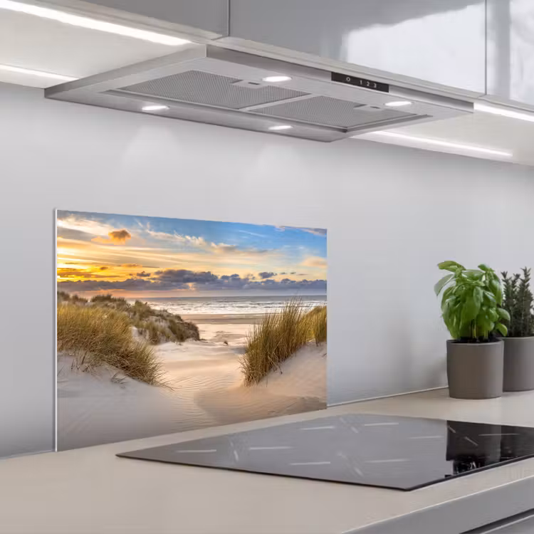 Spatscherm keuken - Strand - Duin - Gras - Zonsondergang - Zee — 5