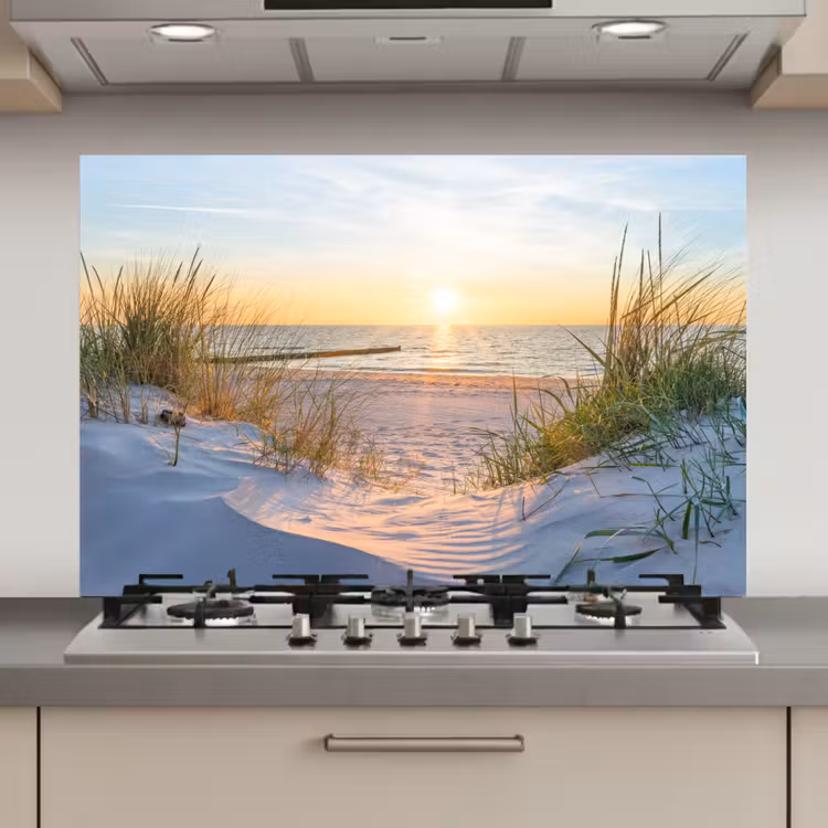 Spatscherm keuken - Strand - Zon - Duin - Gras - Zand - Horizon — 1