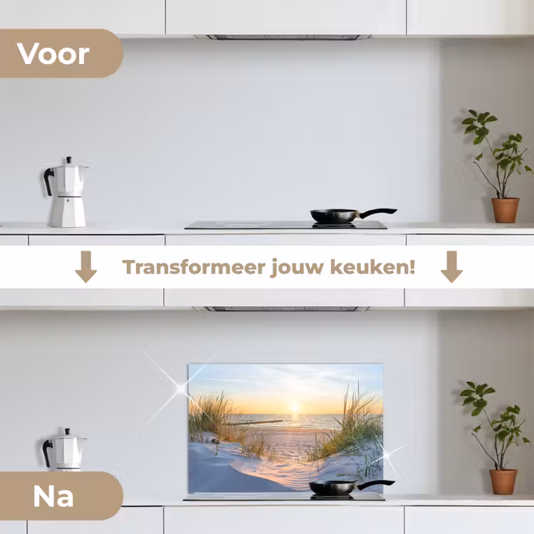 Spatscherm keuken - Strand - Zon - Duin - Gras - Zand - Horizon — 3