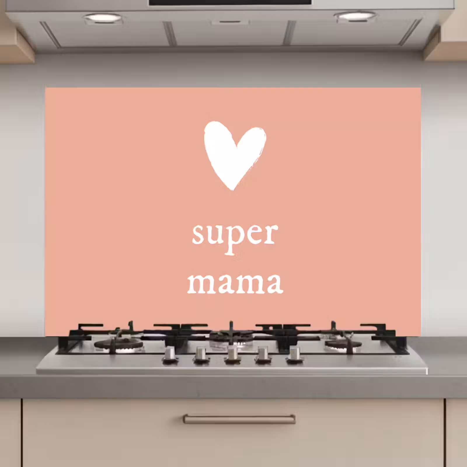 Spatscherm keuken - Presentje voor Moederdag super mama lichtroze/wit — 1