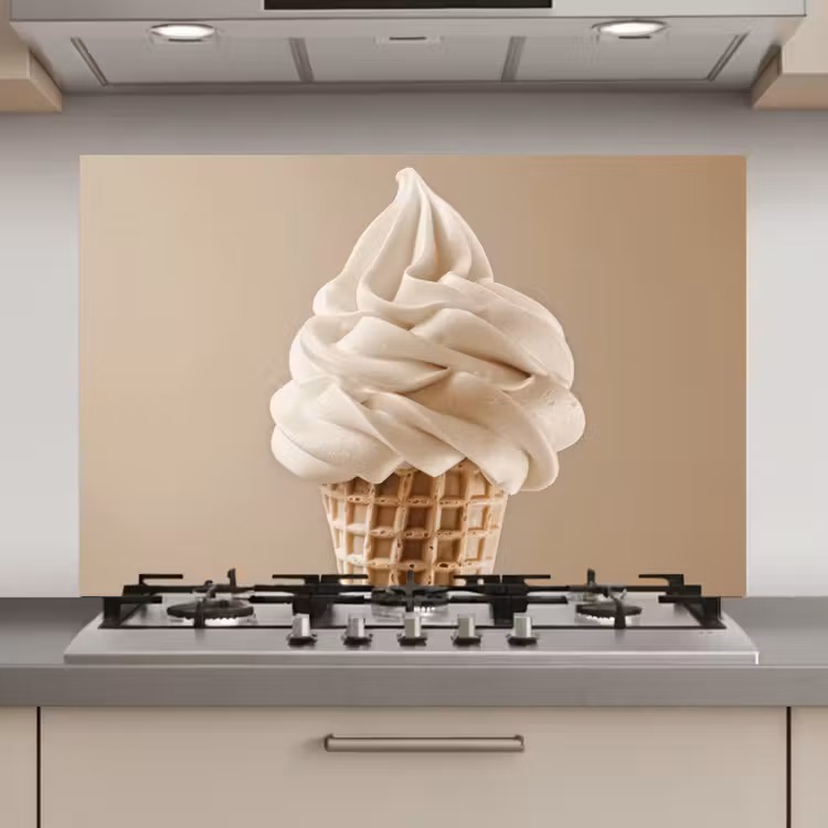 Spatscherm keuken - IJs - Softijs - Romig - Hoorntje - Beige — 1