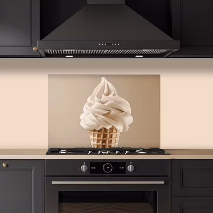 Spatscherm keuken - IJs - Softijs - Romig - Hoorntje - Beige — 2