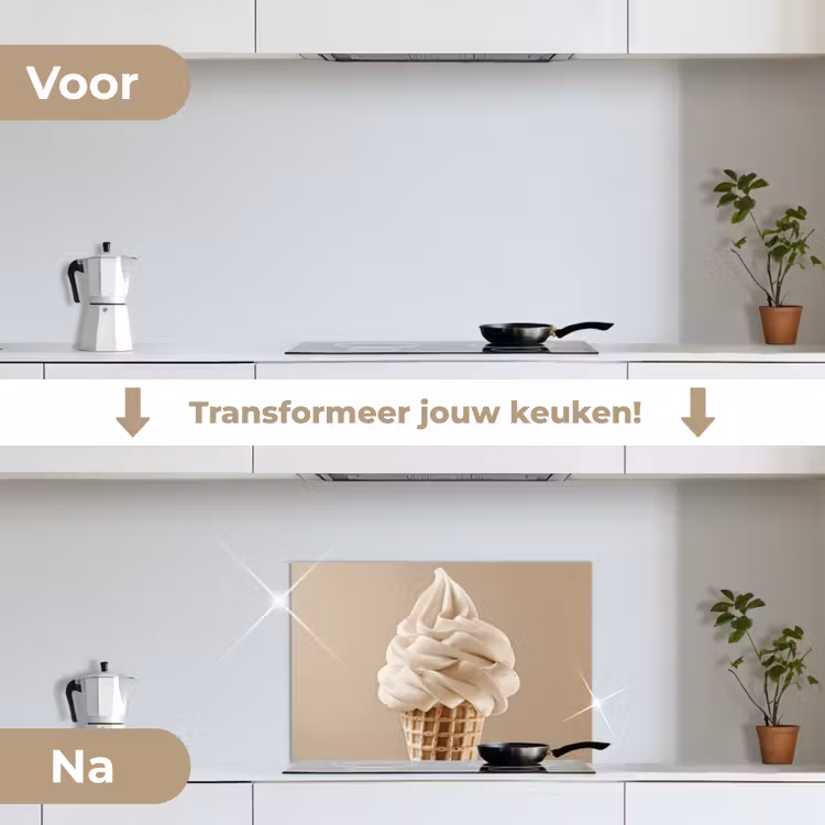 Spatscherm keuken - IJs - Softijs - Romig - Hoorntje - Beige — 3