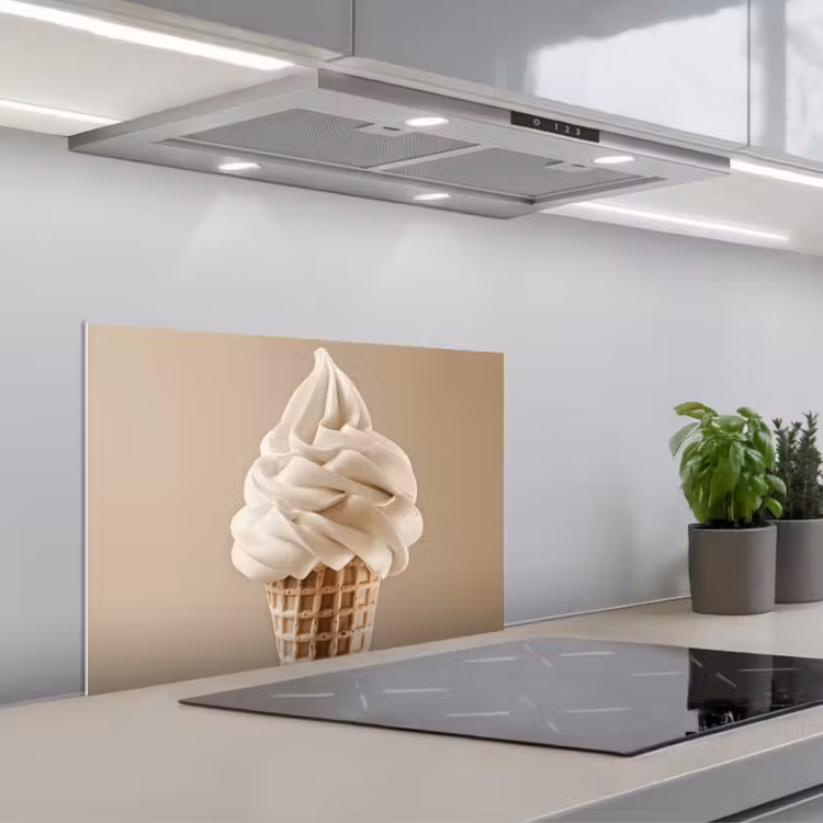 Spatscherm keuken - IJs - Softijs - Romig - Hoorntje - Beige — 5
