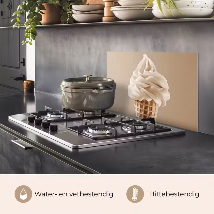 Spatscherm keuken - IJs - Softijs - Romig - Hoorntje - Beige — 7