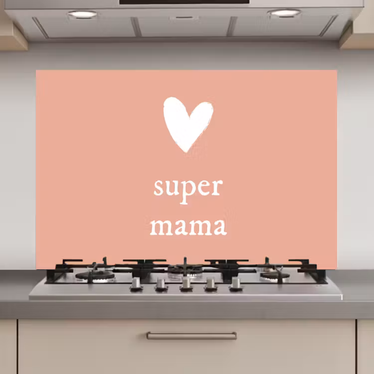 Spatscherm keuken - Presentje voor Moederdag super mama lichtroze/wit — 1