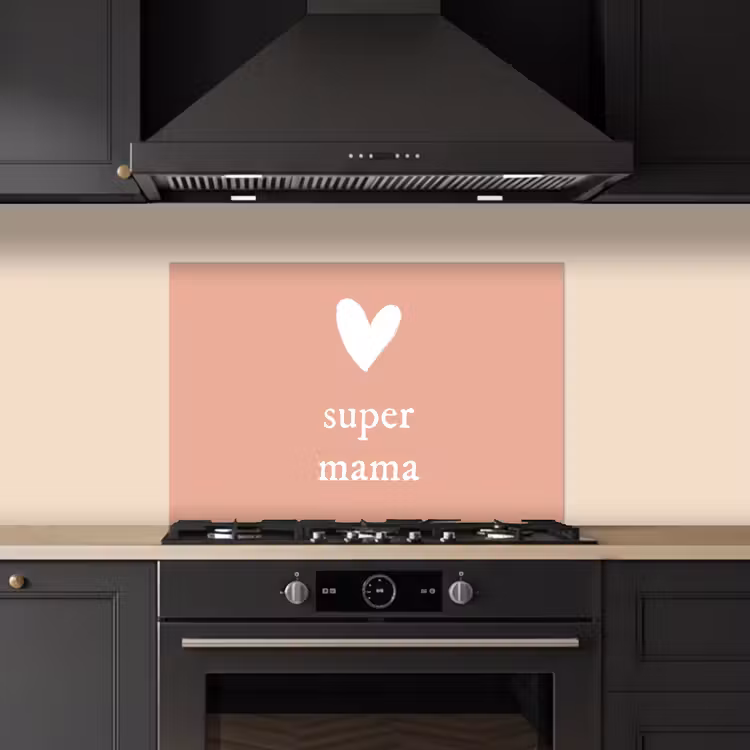 Spatscherm keuken - Presentje voor Moederdag super mama lichtroze/wit — 2