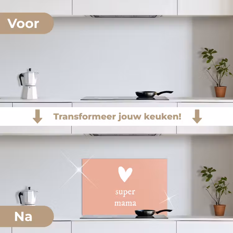 Spatscherm keuken - Presentje voor Moederdag super mama lichtroze/wit — 3