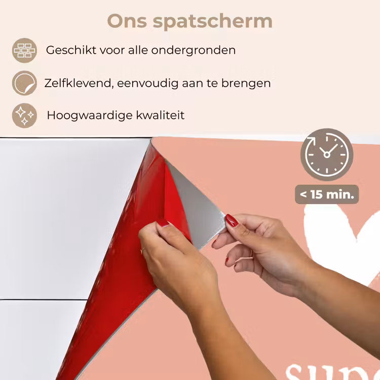 Spatscherm keuken - Presentje voor Moederdag super mama lichtroze/wit — 4