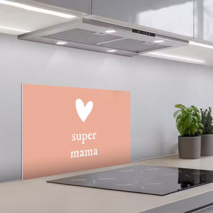 Spatscherm keuken - Presentje voor Moederdag super mama lichtroze/wit — 5
