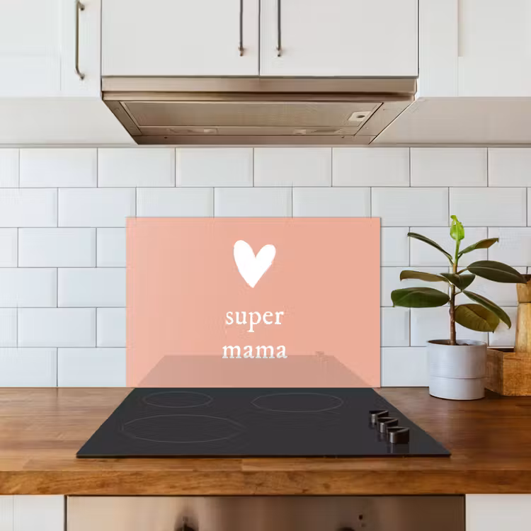 Spatscherm keuken - Presentje voor Moederdag super mama lichtroze/wit — 6