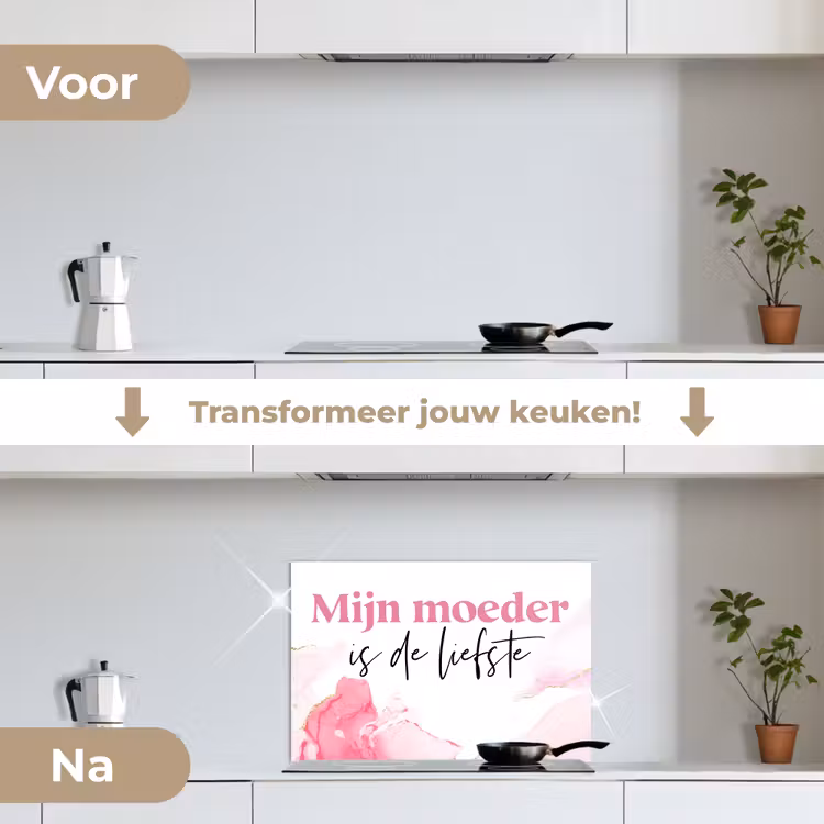 Spatscherm keuken - Quote - Mama - Mijn moeder is de liefste - Roze — 3