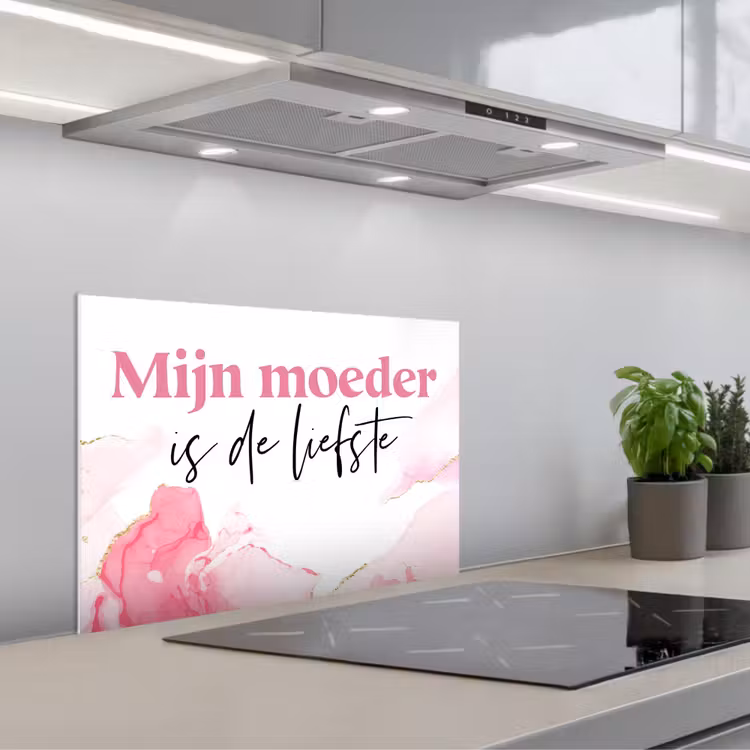 Spatscherm keuken - Quote - Mama - Mijn moeder is de liefste - Roze — 5