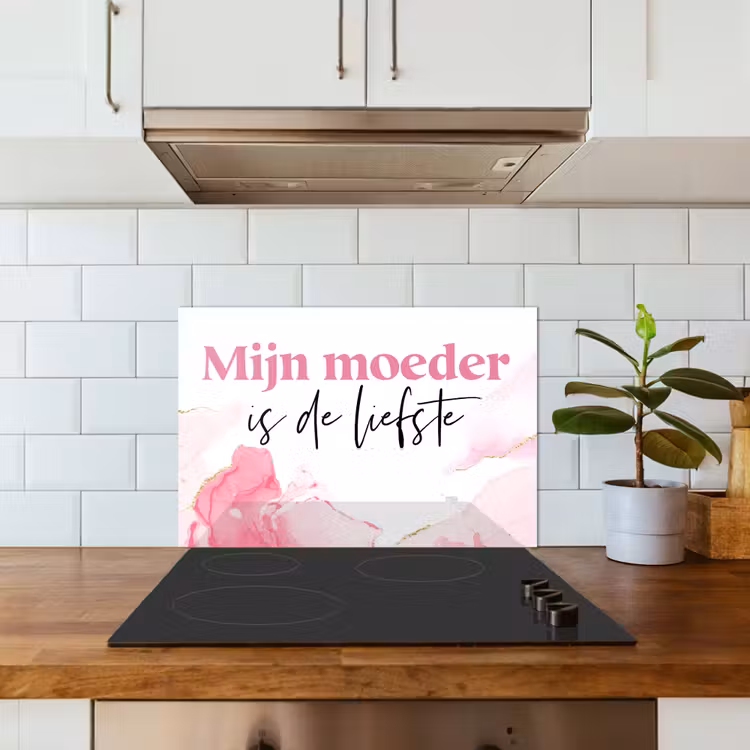 Spatscherm keuken - Quote - Mama - Mijn moeder is de liefste - Roze — 6