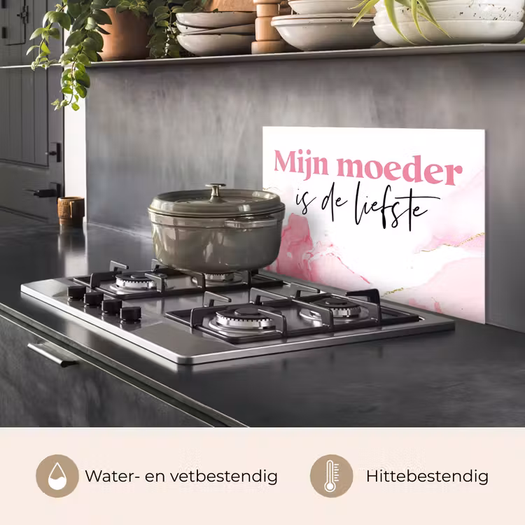 Spatscherm keuken - Quote - Mama - Mijn moeder is de liefste - Roze — 7