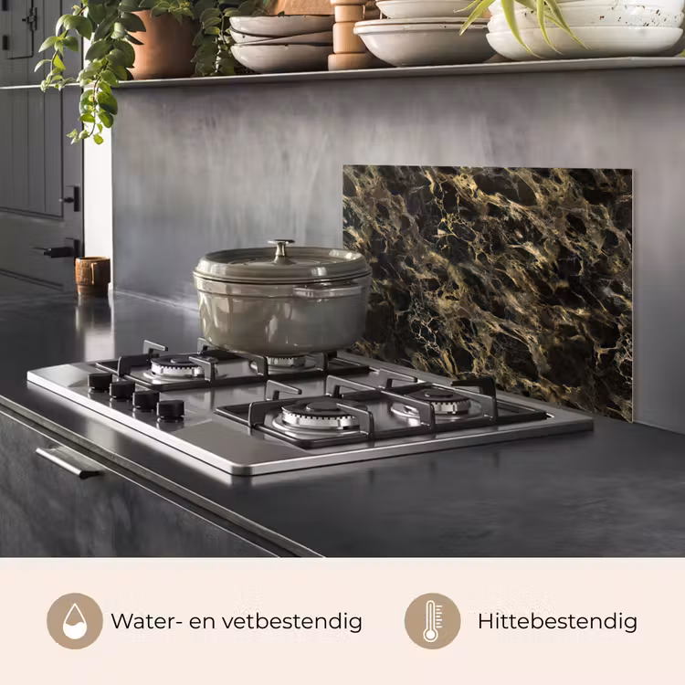 Spatscherm keuken - Kristal - Goud - Zwart - Marmer — 7
