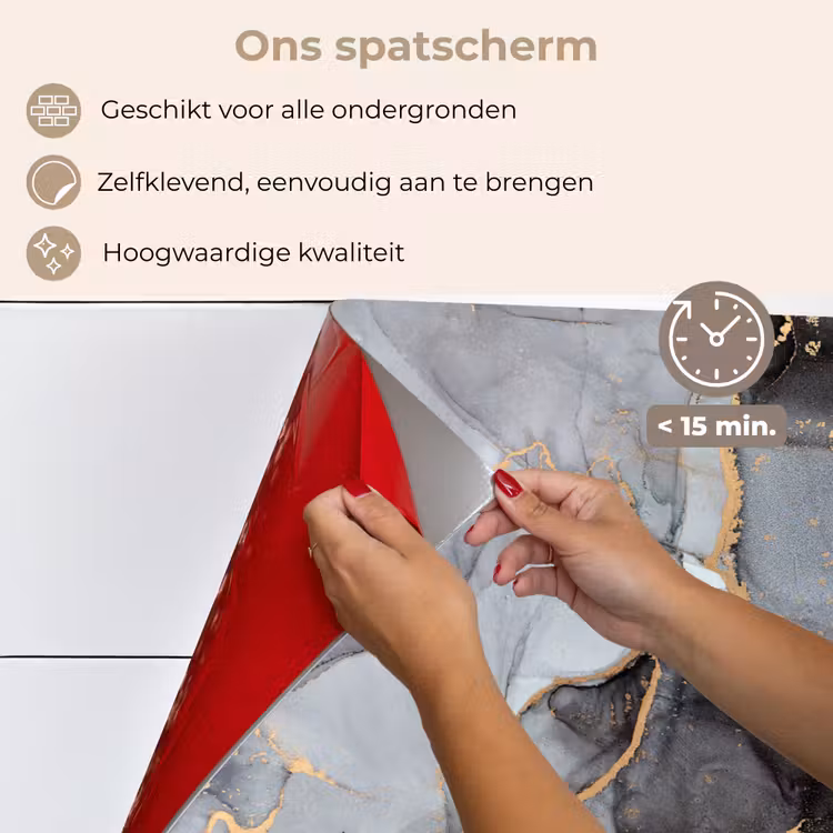 Spatscherm keuken - Marmer - Abstract - Goud - Grijs — 4