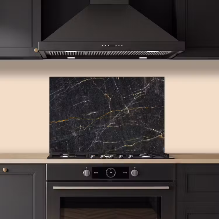 Spatscherm keuken - Marmer - Zwart - Goud - Grijs - Marmerstructuur — 2