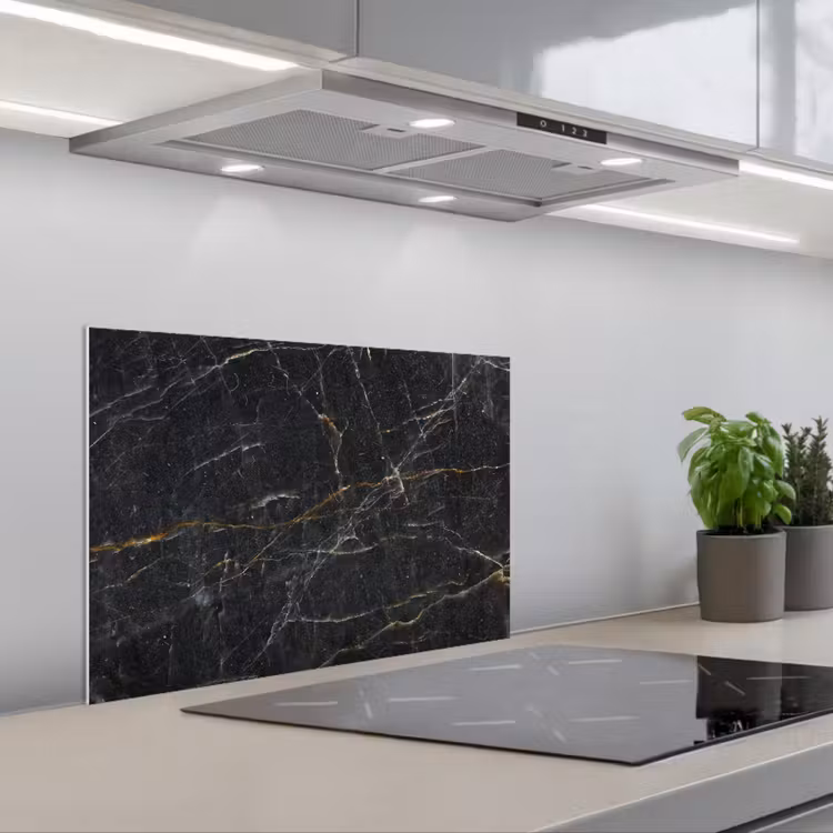 Spatscherm keuken - Marmer - Zwart - Goud - Grijs - Marmerstructuur — 5