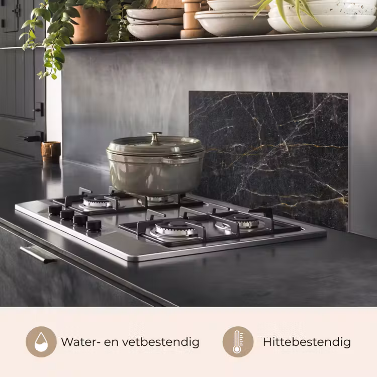 Spatscherm keuken - Marmer - Zwart - Goud - Grijs - Marmerstructuur — 7